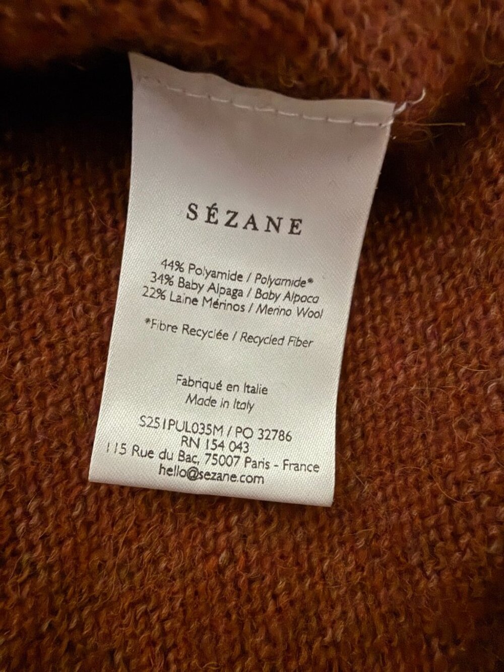 Sezane Samuel Jumper (Vest) Mahogany - Size Small - EUC! - Picture 7 of 8